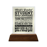 World's Greatest Student Glass Plaque